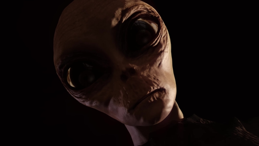 Alien looks around and at you. Remain calm - you will be returned shortly | Shutterstock HD Video #1088015843