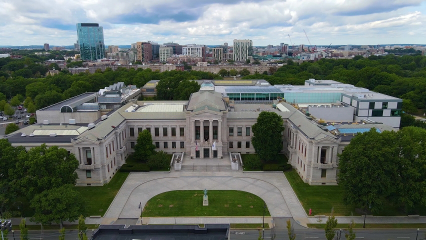 Boston Museum of Fine Arts at 465 Huntington Avenue in Fenway, Boston, Massachusetts MA, USA. This is the fourth largest museum in the US and 17th in the world. Royalty-Free Stock Footage #1088019453