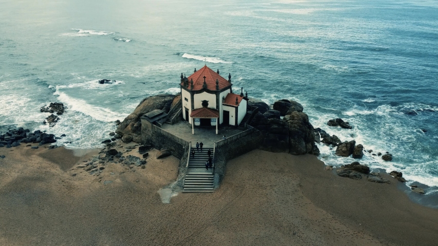 Aerial View of the Senhor da Pedra chapel, in Vila Nova de Gaia, Portugal