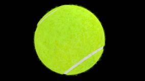 Tennis ball move on black background.