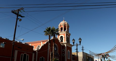 Daytime view of a historic church in downtown Mexicali, Baja California, Mexico.