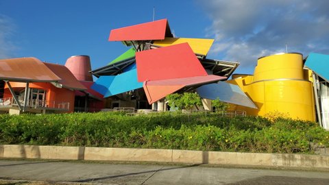 PANAMA city, MARCH 3, 2022:  Biomuseo is a museum focused on the natural history of Panama designed by renowned architect Frank Gehry. This is Gehry's first design for Latin America.