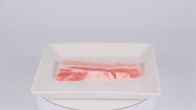 One piece of raw pork ribs, video clip