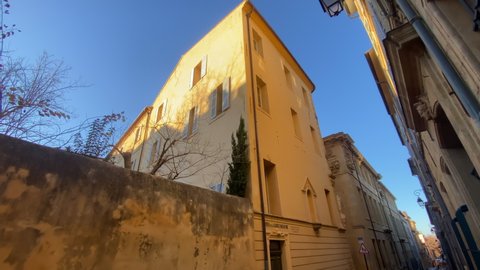 Aix-en-Provence, France - August 2021 : Birthplace of famous painter Paul Cezanne in the Rue de l'Opera street in Aix en Provence, France