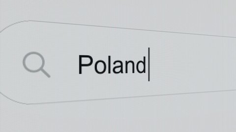 Poland - Internet browser search bar typing ex-soviet country name.
