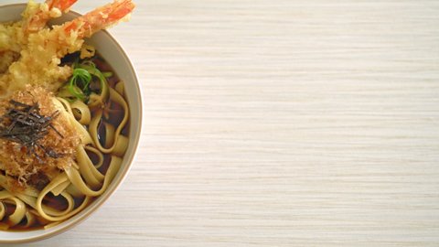 Japanese ramen noodles with shrimps tempura - Asian food style