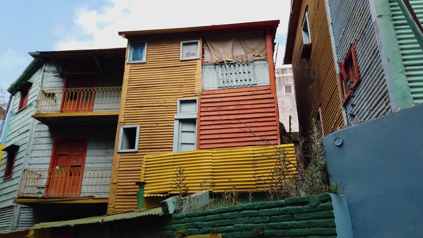 La Boca district in Argentina, an area with colored houses in Buenos Airos, Argentina Royalty-Free Stock Footage #1088049493