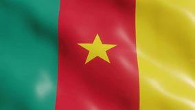 3d render waving flag of Cameroon country. National flag in wind background. 4k realistic seamless loop animated video clip