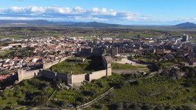Aerial view of the medieval village of Trujillo, Extremadura, Spain. High quality 4k footage