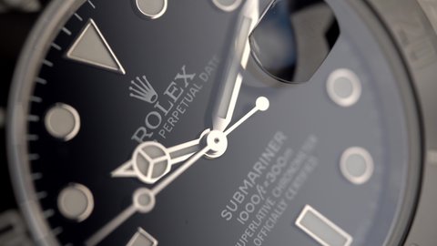 BOLOGNA, ITALY - MARCH, 2020: Rolex Submariner watch close up. Rolex SA is a Swiss luxury watchmaker, founded in London, England in 1905. Illustrative editorial.
