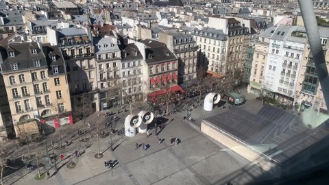 View of the square in front of the Pompidou center from the roof of the museum