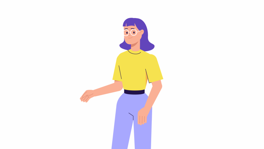 Happy young woman standing and showing thumb up. Character Animation. positive emotion, hand gesture. like, agree, approve concept, success, satisfaction. 2d flat cartoon style Royalty-Free Stock Footage #1088054495