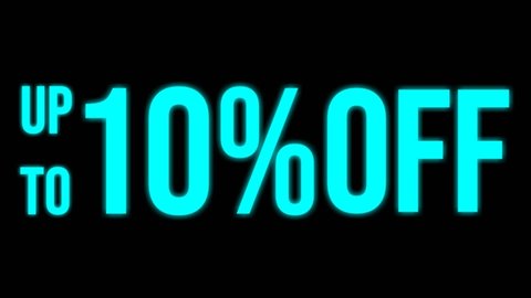animated neon light movement with UP TO 10% 0FF sign and symbol. suitable for business signs and symbols, online shops