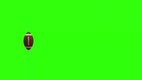 American football kick Throw in Motion on Green Screen. Looped American football 3d Animation Ball.4k animation video.
