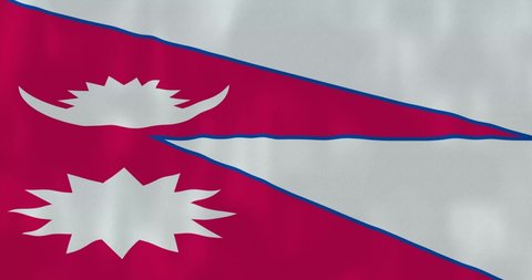 Nepal flag waving in the wind with highly detailed fabric texture. 4k, Animated Realistic.
