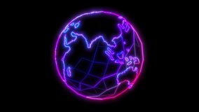 Seamless animation of low poly neon rotating earth globe with black background. - Powered by Shutterstock - Get 15% off with code: PIKWIZARD15