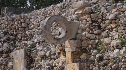 Stone Ring for Ball Games of Ancient Maya People in Uxmal, Mexico