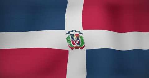 Animation of moving flag of dominican republic waving. national patriotism and celebration concept digitally generated video.