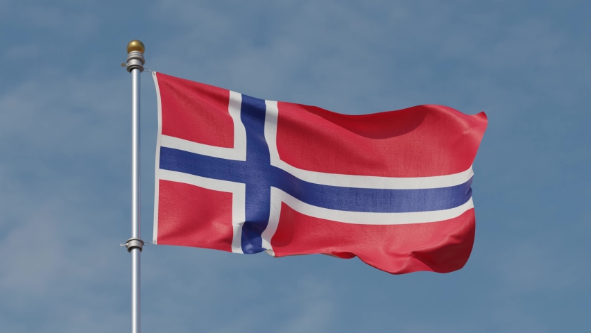 Seamless loop of Norway flag. Peruvian Flag 4K. 30 fps . Norway flag waving in the wind. Flag of Norway waving at wind against beautiful blue sky. Looped animation. Loop. | Shutterstock HD Video #1088076075