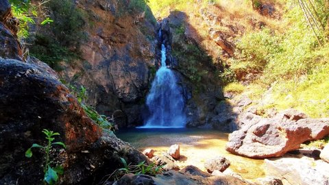 This is Jokkradin waterfall in Thong Pha Phum National Park at Kanchanaburi.and Emerald green water is very beautiful waterfall.
