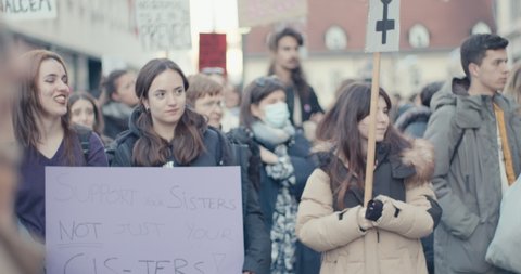 Ljubljana, Slovenia - March 8 2022: Women’s day protest uprise resist