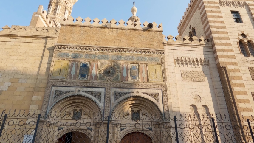 Al-Azhar Mosque, Cairo city in Egypt. Low angle