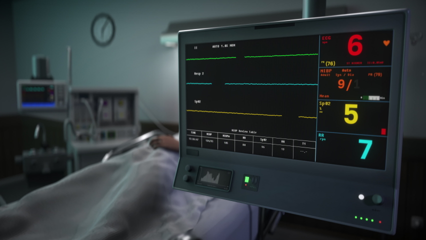 Medical EKG Heart Rate Monitor at Hospit, Stock Video