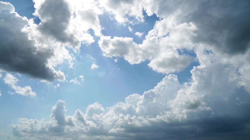 8K 7680x4320.Variable mix clouds in weather.Partly cloudy sky of a standard day.Sun and blue sky among the cloud.Time lapse timelapse blue white background cumulus air day cinematic cloudscape.4320p. Royalty-Free Stock Footage #1088096355