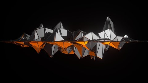 Abstract geometric waveform. Triangular surface mesh. 4K looping animation.