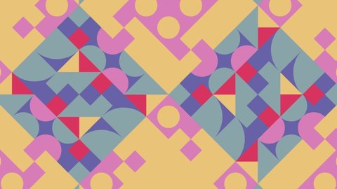 Abstract animated pattern with geometric tiles. Motion graphic background in a flat design. Very peri violet elements in abstract geometric mosaic