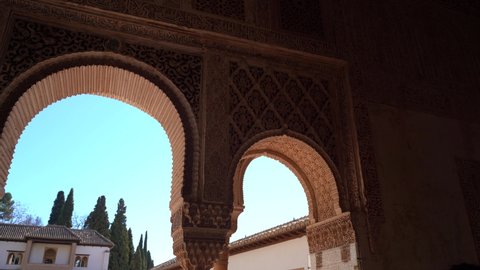 Granada. Alhambra Fortress Palace in Granada. Andalousia Spain. 4k Video