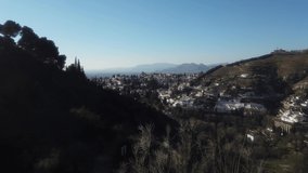Alhambra. Fortress Palace in Granada. Andalousia Spain. 4k Drone Video