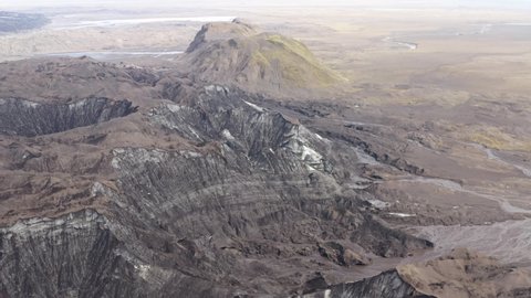 Vista Of Volcanic Craters At Katla Volcano In Southern Iceland. Aerial Shot of a Glacier