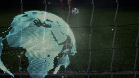 Animation of globe rotating over diverse male soccer players. global sports, connections and technology concept digitally generated video. - Powered by Shutterstock - Get 15% off with code: PIKWIZARD15