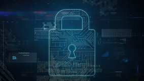 Animation of digital padlock with integrated circuit over data processing on black background.  global internet security, data processing, connections and digital interface concept digitally generate - Powered by Shutterstock - Get 15% off with code: PIKWIZARD15