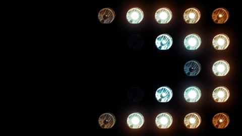flashing Led wall light. Animation of flashing light bulbs on led wall or projectors for stage lights. Flashes on 27 different screens  4K video