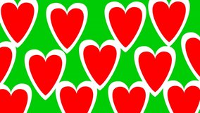 4K animated red white heart with green screen. Heart shape love symbol cartoon animation concept