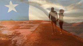 Animation of flag of chile over african american couple at beach. patriotism and celebration concept digitally generated video. - Powered by Shutterstock - Get 15% off with code: PIKWIZARD15