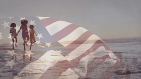 Animation of flag of usa over african american family at beach. patriotism and celebration concept digitally generated video. - Powered by Shutterstock - Get 15% off with code: PIKWIZARD15