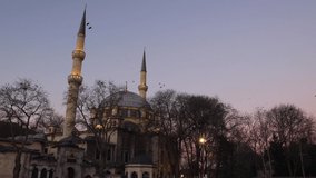 Eyup Sultan Mosque. Ramadan or islamic background 4K video. Noise included.