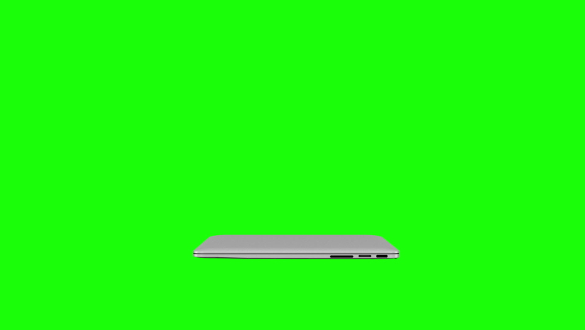Gray laptop on a green background. Green screen with marks for tracking digital devices is included for easy. 3D rendering. Royalty-Free Stock Footage #1088118481