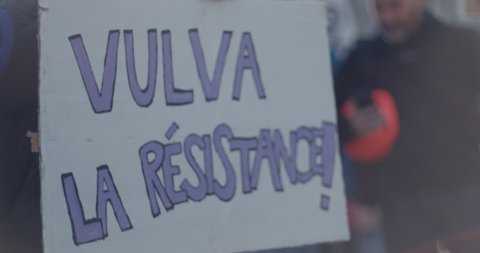 Ljubljana, Slovenia - March 8 2022: Women’s day Vulva resists protest