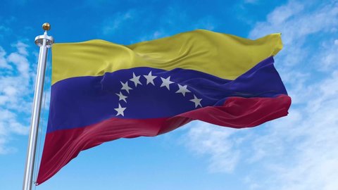 Bolivarian Republic of Venezuela Flag. 4K 3D Realistic Waving Flag with Sky Background
