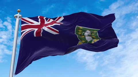 British Virgin Islands Flag. 4K 3D Realistic Waving Flag with Sky Background