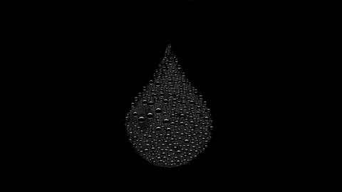 Drop shape printed on the wet glass blown off with air stream on black background | hydrating concept