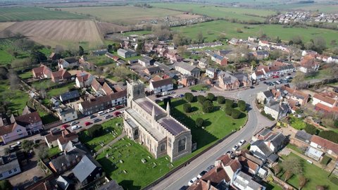 St Peter and St Paul's Church Clare town in Suffolk Aerial drone view