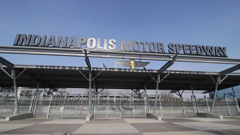 Indianapolis - Circa March 2022: Indianapolis Motor Speedway Gate One Entrance. IMS is The Racing Capital of the World. 30 Second Clip.