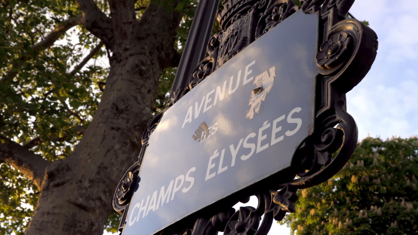 Avenue des Champs Elysees sign in Paris France Royalty-Free Stock Footage #1088138177