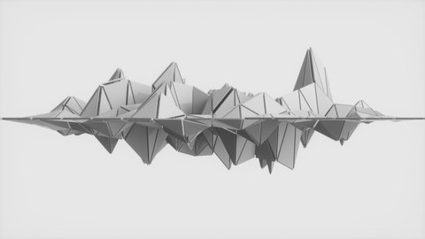 Abstract geometric waveform. Triangular surface mesh. 4K looping animation.