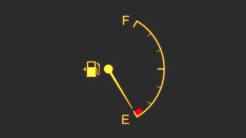 Fuel gauge fills up - filling up car fuel from empty to full tank fill. Dashboard meter animation. vehicle petrol diesel level indicator with a red warning. flashing low fuel icon - 4k animation Royalty-Free Stock Footage #1088151091